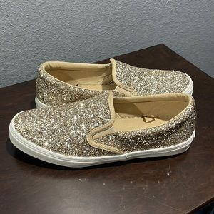 Gold glitter old navy slip on sneakers